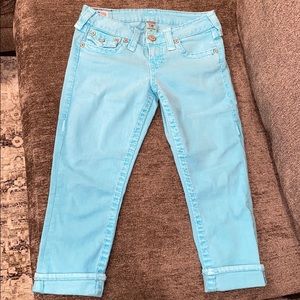 Teal True Religion Jean Capris